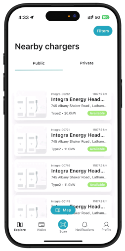 Nearby Chargers List